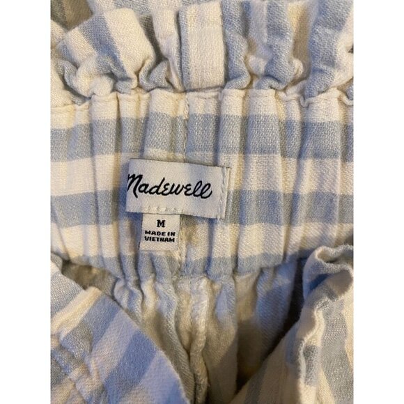 Madewell Medium Huston Pull On Crop Pants Striped Elastic Waist Blue GUC - Picture 5 of 8